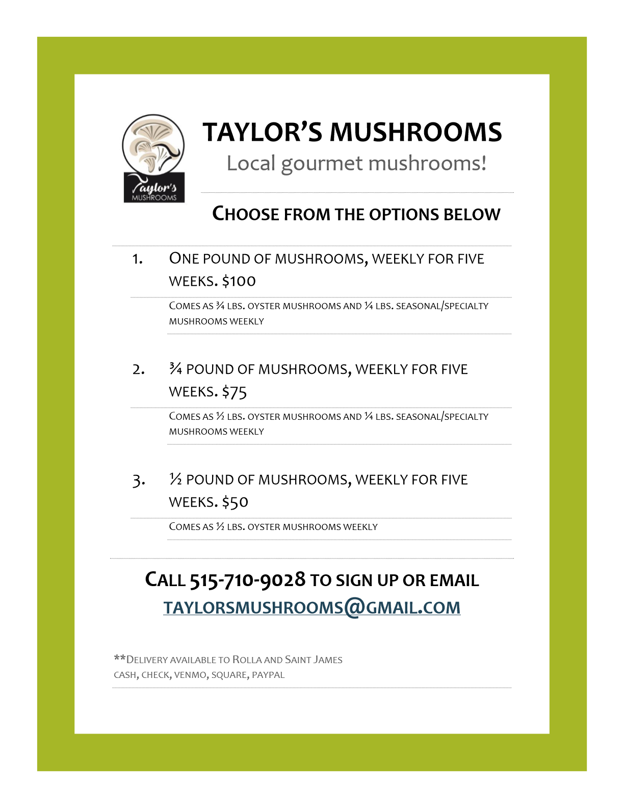 Mushroom Delivery - Option 2